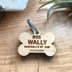 Custom Engraved Wood Dog Tag, Funny Dog Tag, Baseball Dog Tag, Wood Dog Tag, Wood Cat Tag, Wood Pet Tag, Pet ID Tag, Wooden Dog Tag