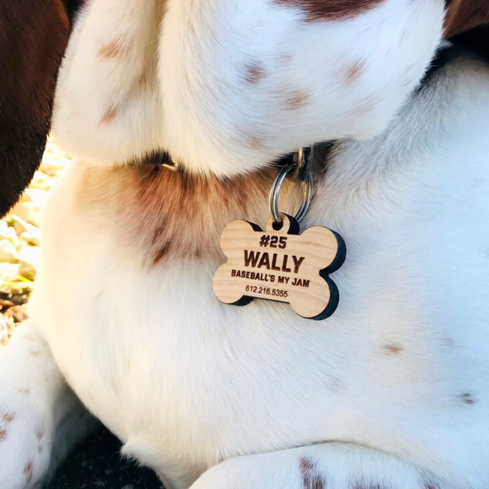 Custom Engraved Wood Dog Tag, Funny Dog Tag, Baseball Dog Tag, Wood Dog Tag, Wood Cat Tag, Wood Pet Tag, Pet ID Tag, Wooden Dog Tag